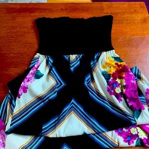 Colorful, Sexy, Strapless Long Floral Dress